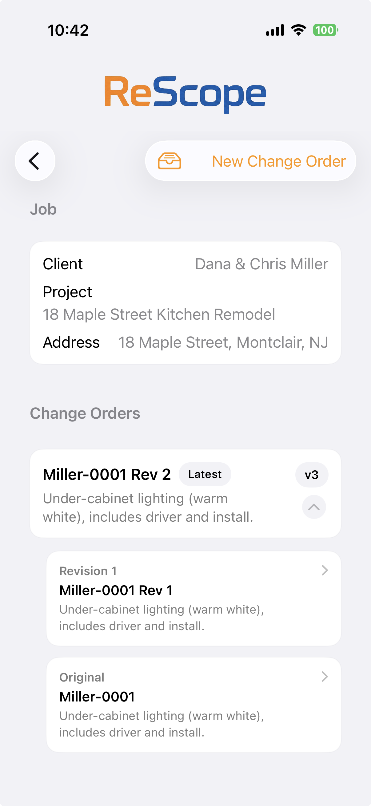 ReScope job detail screenshot